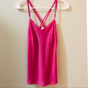 Jade Silky Pink V Neck Strappy Tank Top Size Small